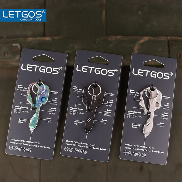 Мини мультитул LETGOS EDC брелок на ключи многофункциональный 14 функций с открывалкой отверткой битодержателем шестигранными ключами резаком линейкой транспортиром для велосипеда туризма походов кемпинга нержавеющая сталь серебристый - изображение 5