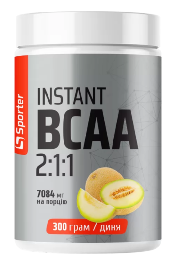 Незаменимые аминокислоты ВСАА с витаминами группы Б Sporter Instant BCAA 2:1:1 300 г Дыня - Фото 1 Незаменимые аминокислоты ВСАА с витаминами группы Б Sporter Instant BCAA 2:1:1 300 г Дыня - изображение 1