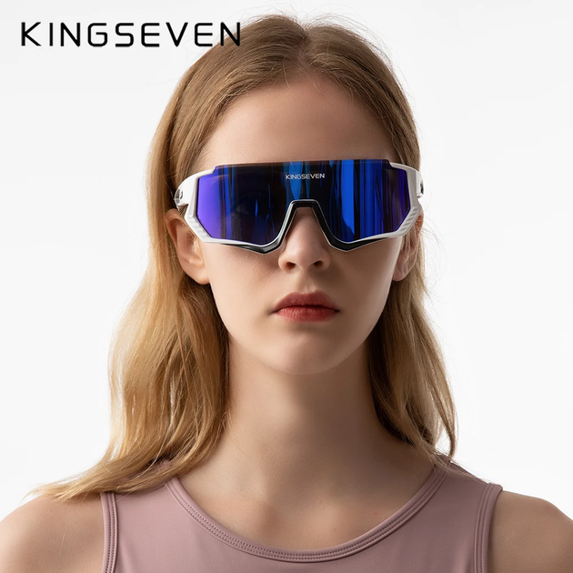 Солнцезащитные очки для горно-лыжного и велоспорта LS910 KINGSEVEN DESIGN Белый/Тёмно-Синий - изображение 5