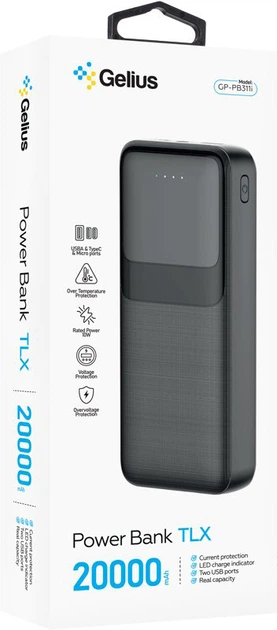 Powerbank Gelius TLX GP-PB311i 20000 mAh 10W Black (2099901002884) - obraz 7