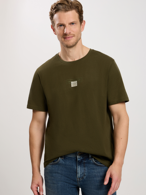 T-shirt męski bawełniany Cross Jeans 16054-002 L Khaki (8697319727791) - obraz 1