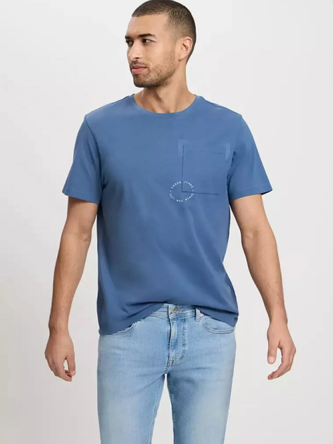 Футболка бавовняна довга чоловіча Cross Jeans 16055-005 S Синя (8697319727876) - зображення 1