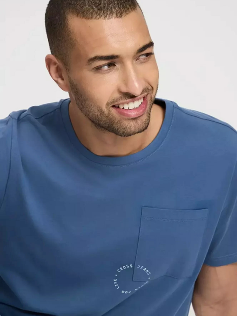 Футболка бавовняна довга чоловіча Cross Jeans 16055-005 S Синя (8697319727876) - зображення 4