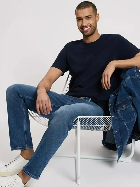 Футболка бавовняна довга чоловіча Cross Jeans 16056-001 XL Темно-синя (8697319728002) - зображення 4