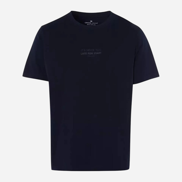 Футболка бавовняна довга чоловіча Cross Jeans 16056-001 2XL Темно-синя (8697319728019) - зображення 6