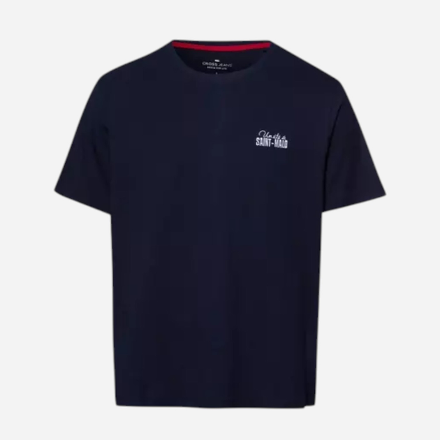 Футболка бавовняна довга чоловіча Cross Jeans 16074-001 2XL Темно-синя (8697319751109) - зображення 1