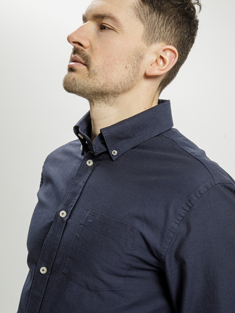 Сорочка бавовняна чоловіча Cross Jeans 35253-001 M Темно-синя (8699438953013) - зображення 4