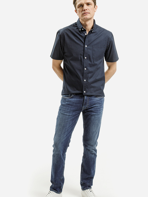 Сорочка бавовняна літня чоловіча Cross Jeans 35600-001 3XL Темно-синя (8697319779103) - зображення 3