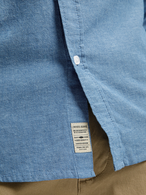 Сорочка бавовняна чоловіча Cross Jeans 35605-005 L Синя (8697319764888) - зображення 4