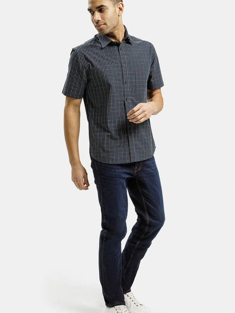 Koszula męska bawełniana z krótkim rękawem w kratę Cross Jeans 35610-001 L Granatowa (8697319765083) - obraz 3