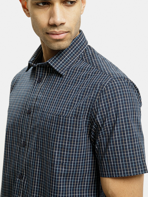 Koszula męska bawełniana z krótkim rękawem w kratę Cross Jeans 35610-001 3XL Granatowa (8697319779202) - obraz 4