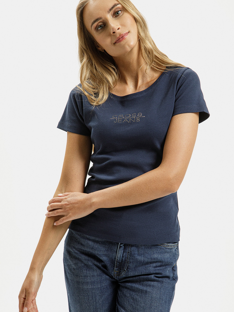 T-shirt damski bawełniany Cross Jeans 55577-001 XS Granatowy (8697319730739) - obraz 1