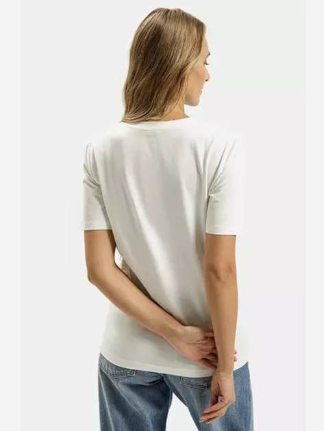 T-shirt damski bawełniany długi Cross Jeans 56151-028 S Ecru (8697319746426) - obraz 2