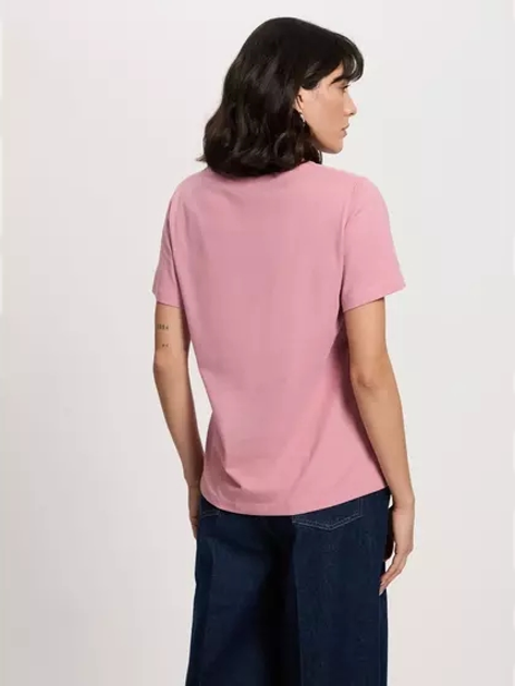T-shirt damski bawełniany z nadrukiem Cross Jeans 56153-301 XS Różowy (8697319731057) - obraz 2