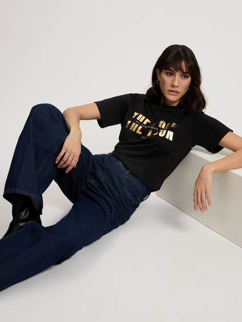 T-shirt damski bawełniany Cross Jeans 56155-020 XS Czarny (8697319731255) - obraz 4