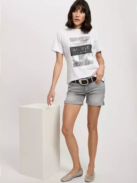 Футболка бавовняна жіноча Cross Jeans 56157-008 XS Біла (8697319731453) - зображення 3