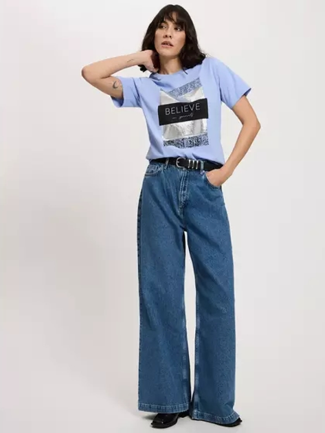 Футболка бавовняна жіноча Cross Jeans 56157-496 L Лавандова (8697319731538) - зображення 3