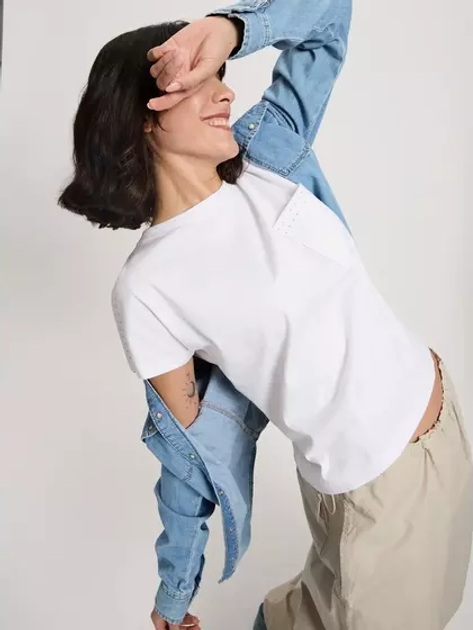 T-shirt damski bawełniany Cross Jeans 56158-008 S Biały (8697319731569) - obraz 4