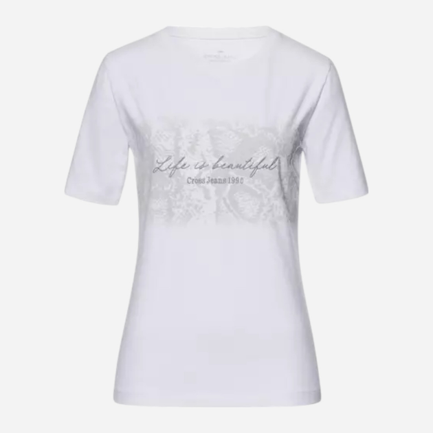 T-shirt damski bawełniany Cross Jeans 56159-008 XS Biały (8697319731606) - obraz 6