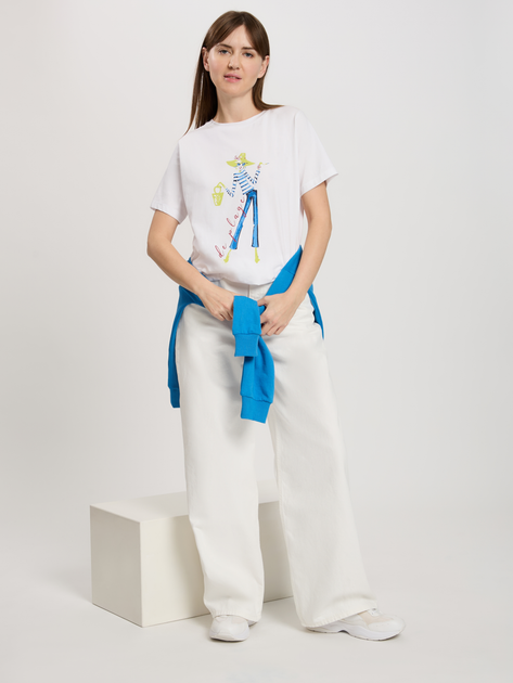 Футболка бавовняна жіноча Cross Jeans 56163-008 XS Біла (8697319731750) - зображення 3