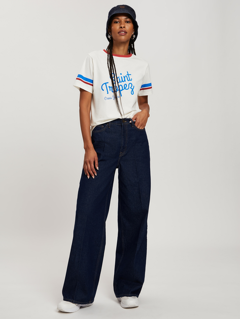 Футболка бавовняна жіноча Cross Jeans 56167-028 XS Екрю (8697319731958) - зображення 3
