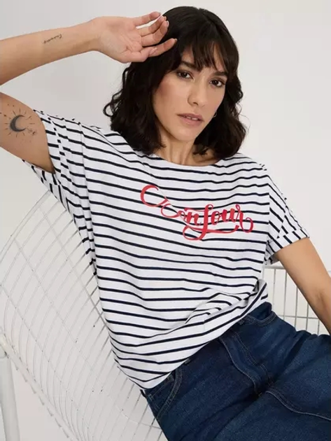 Футболка бавовняна жіноча Cross Jeans 56169-008 L Біла (8697319732030) - зображення 4