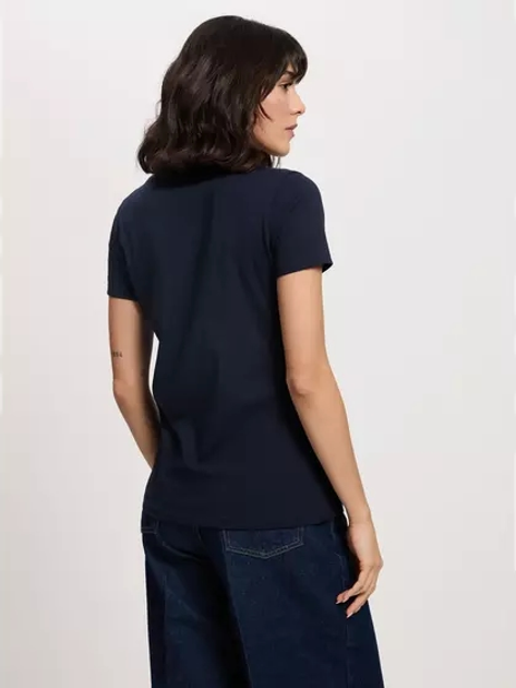 T-shirt damski bawełniany z nadrukiem Cross Jeans 56170-001 M Granatowy (8697319732078) - obraz 2