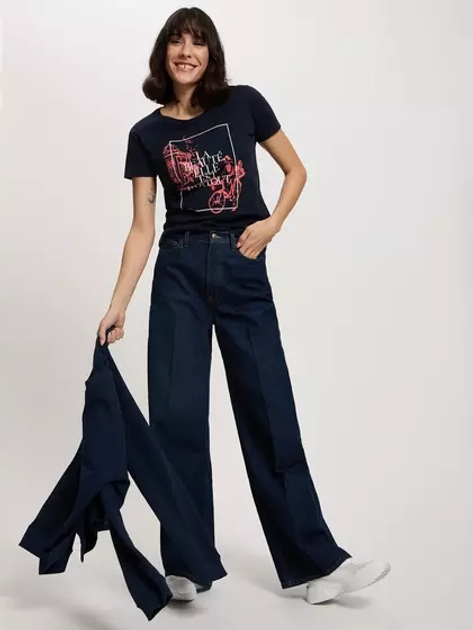 Футболка бавовняна жіноча Cross Jeans 56170-001 XL Темно-синя (8697319732092) - зображення 3