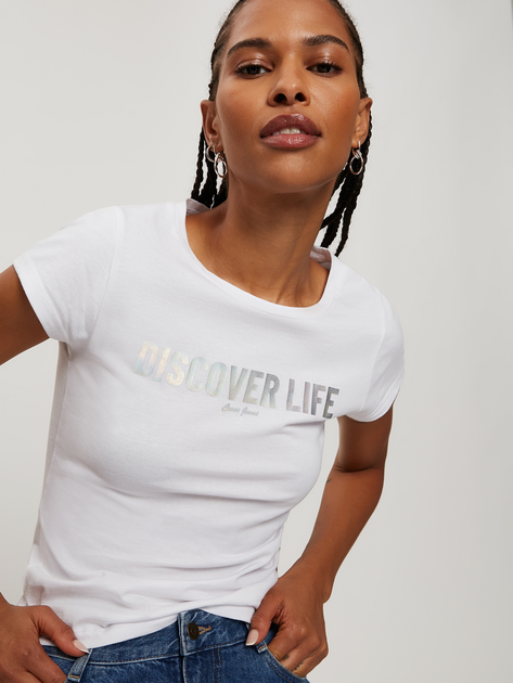 T-shirt damski bawełniany Cross Jeans 56176-008 S Biały (8697319732214) - obraz 5