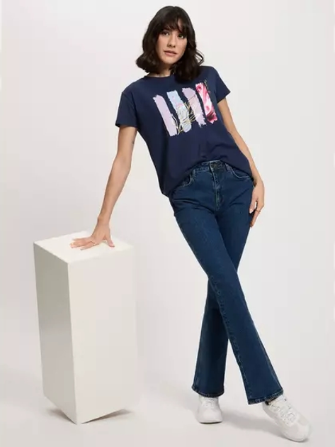 Футболка бавовняна жіноча Cross Jeans 56187-001 L Темно-синя (8697319746921) - зображення 3