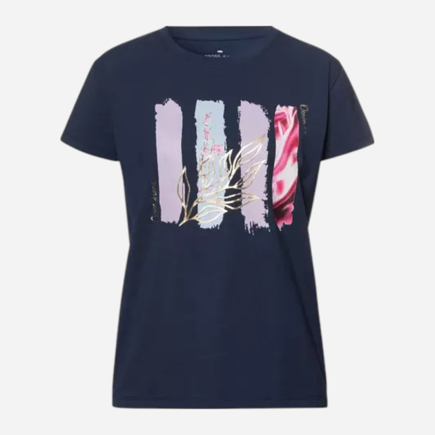 T-shirt damski bawełniany z nadrukiem Cross Jeans 56187-001 M Granatowy (8697319746914) - obraz 6