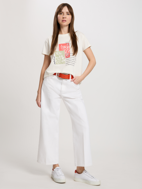 Футболка бавовняна жіноча Cross Jeans 56188-028 L Екрю (8697319732733) - зображення 3