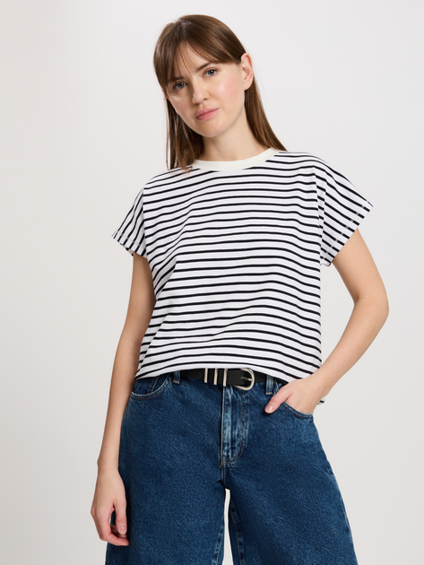 Футболка бавовняна жіноча Cross Jeans 56191-008 XS Біла (8697319746983) - зображення 1
