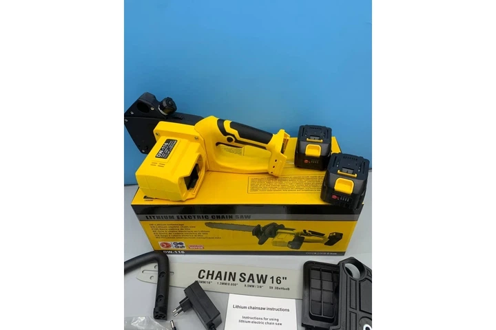Акумуляторна ланцюгова пила + 2 акумулятори 18 В, 16" Electric SAW, Жовта/ Електропила на акумуляторі для дому, дачі, саду, ремонту, будівництва, демонтажу - зображення 2