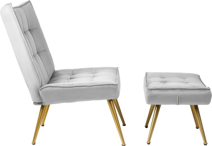Fotel tapicerowany Homla VINNIS z podnóżkiem 96 x 69 x 82 cm Grey (5904183856681) - obraz 2
