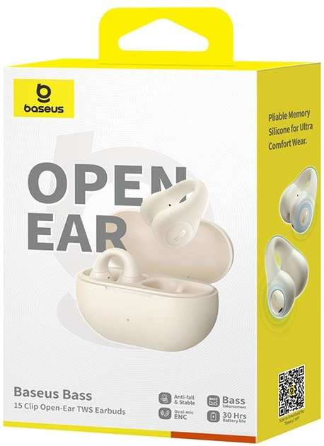 Słuchawki Baseus Bass 15 Clip White (A00079500223-00) - obraz 7