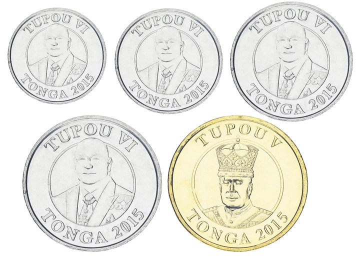 Набор монет Тонга набор из 5 монет 2015 UNC 5, 10, 20, 50 сентити, 1 паанга - изображение 3