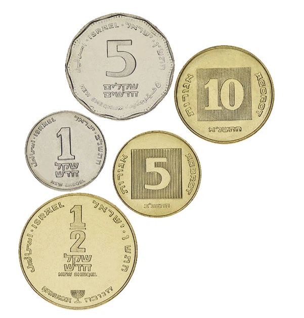 Набор монет Израиль набор из 5 монет 1987 AU-UNC 5, 10, 50 агор, 1, 5 шекелей - Фото 1 Набор монет Израиль набор из 5 монет 1987 AU-UNC 5, 10, 50 агор, 1, 5 шекелей - изображение 1