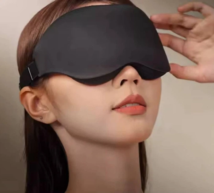 Маска для сна и комфортного отдыха дышащая 3D повязка на глаза с выпуклостями для глаз для мужчин и женщин Эластичная приятная ткань Black - изображение 3