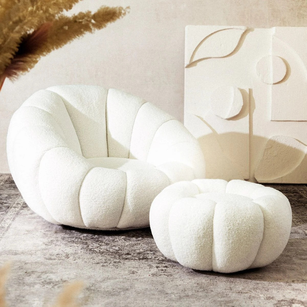 Крісло поворотне Homla DOUILL TEDDY 94 x 88 x 62 см Ecru (5904183869414) - зображення 5