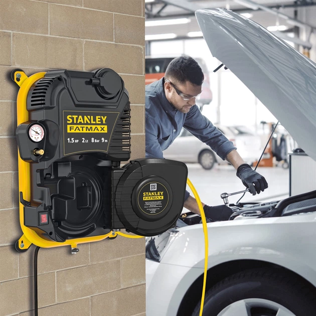 Компресор повітряний настінний Stanley Fatmax 1.1кВт, 160л/хв, 2л, 8 Бар FMXCMD152WE - зображення 7