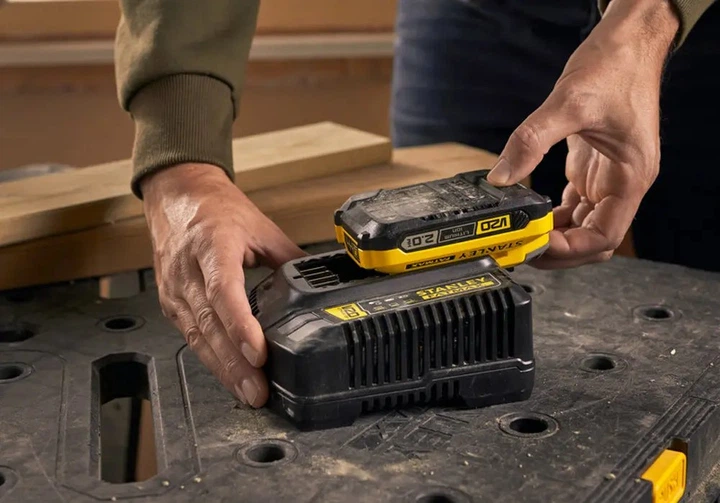 Зарядний пристрій та 2 акумулятора Stanley FATMAX V20, 18В, 2Ач, час зарядки 60 хв SFMCB12D2 - Фото 3 Зарядний пристрій та 2 акумулятора Stanley FATMAX V20, 18В, 2Ач, час зарядки 60 хв SFMCB12D2 - зображення 3