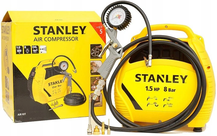 Компрессор воздушный поршневой Stanley 1.1кВт, 180л/мин, 8 Бар AIRKIT - Фото 6 Компрессор воздушный поршневой Stanley 1.1кВт, 180л/мин, 8 Бар AIRKIT - изображение 6