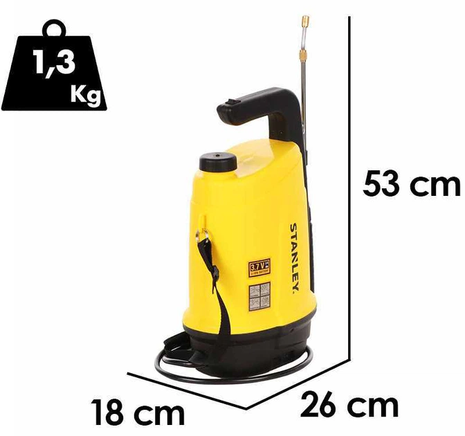 Опрыскиватель аккумуляторный ранцевый STANLEY Li-Ion, 3.7В, 2.6Аг, тиск 2 бар, 5 л SXSPBS05E - изображение 5