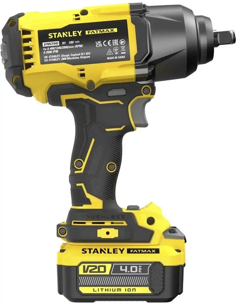 Гайковерт аккумуляторный ударный бесщеточный Stanley FatMax V20 18 В, 950 Нм, 2000 об/мин, 2600 уд/мин, 4 Ач SFMCF940M1 - изображение 3