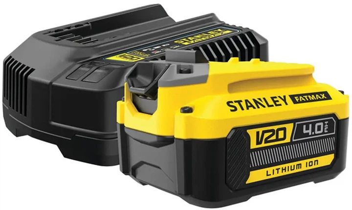 Зарядний пристрій та 1 акумулятор Stanley FATMAX V20, 18В, 4Ач, час зарядки 120 хв SFMCB14M1 - Фото 2 Зарядний пристрій та 1 акумулятор Stanley FATMAX V20, 18В, 4Ач, час зарядки 120 хв SFMCB14M1 - зображення 2