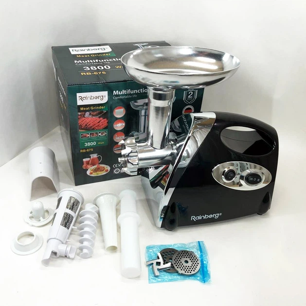 Мясорубка Rainberg RB-675 3800W с соковыжималкой, электрическая металл. Цвет: черный - изображение 4