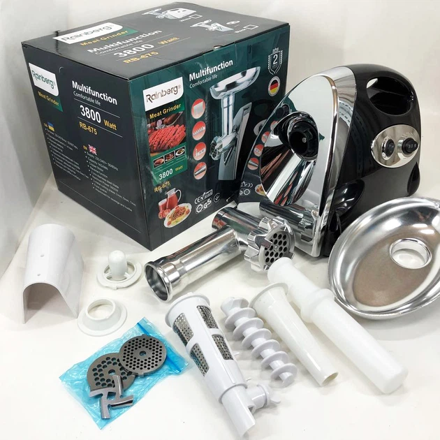 Мясорубка Rainberg RB-675 3800W с соковыжималкой, электрическая металл. Цвет: черный - изображение 7