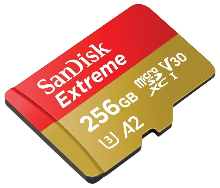 Карта пам'яті microSDXC 256GB SanDisk Extreme A2 Class 10 V30 UHS-I U3 (SDSQXAV-256G-GN6MA) - Фото 3 Карта пам'яті microSDXC 256GB SanDisk Extreme A2 Class 10 V30 UHS-I U3 (SDSQXAV-256G-GN6MA) - изображение 3