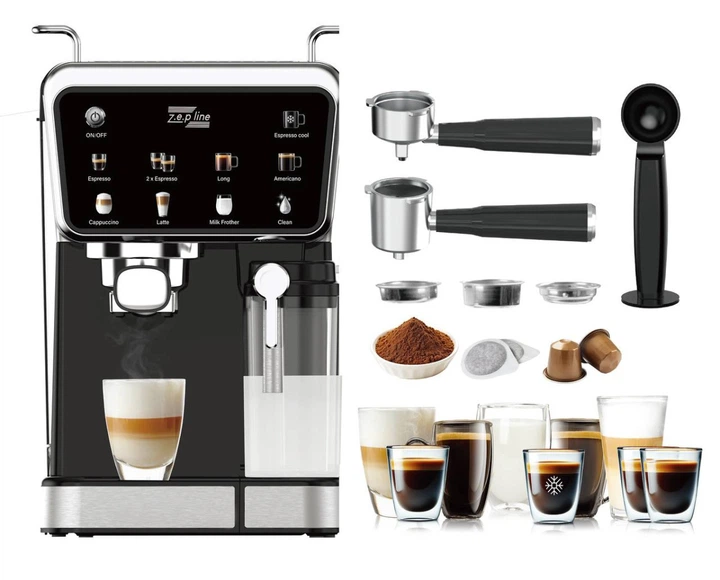 Кофеварка 3в1 с капучинатором Zepline ZP-6803-NEW 3000 Вт черная